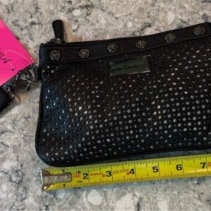 Betsey Johnson Black Wristlet with Metallic Details Rose Tuxedo Park